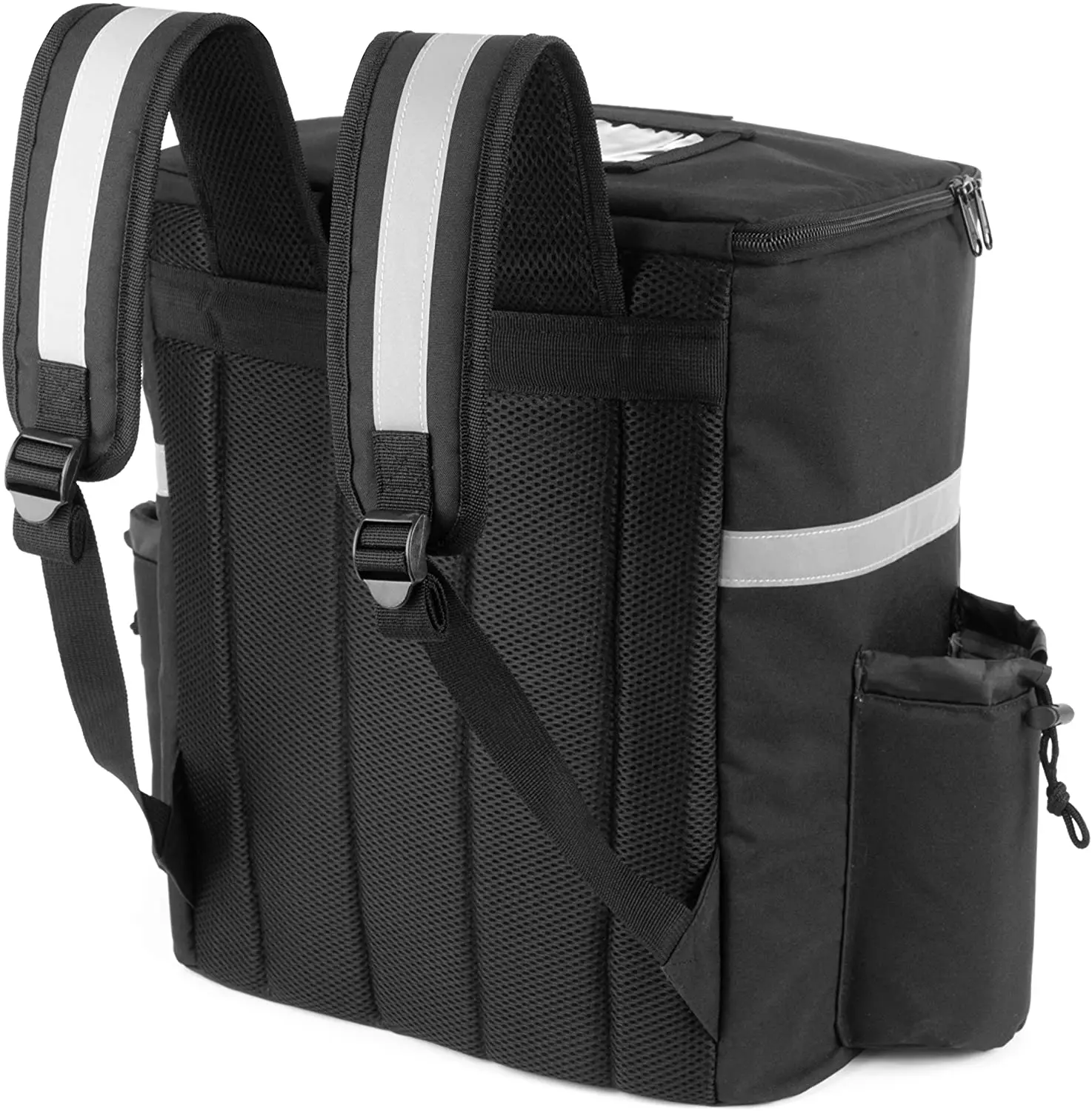 Cup Holders Pocket Receipt Window Thermal Insulated Food Delivery Backpack Reusable Cooler Bag