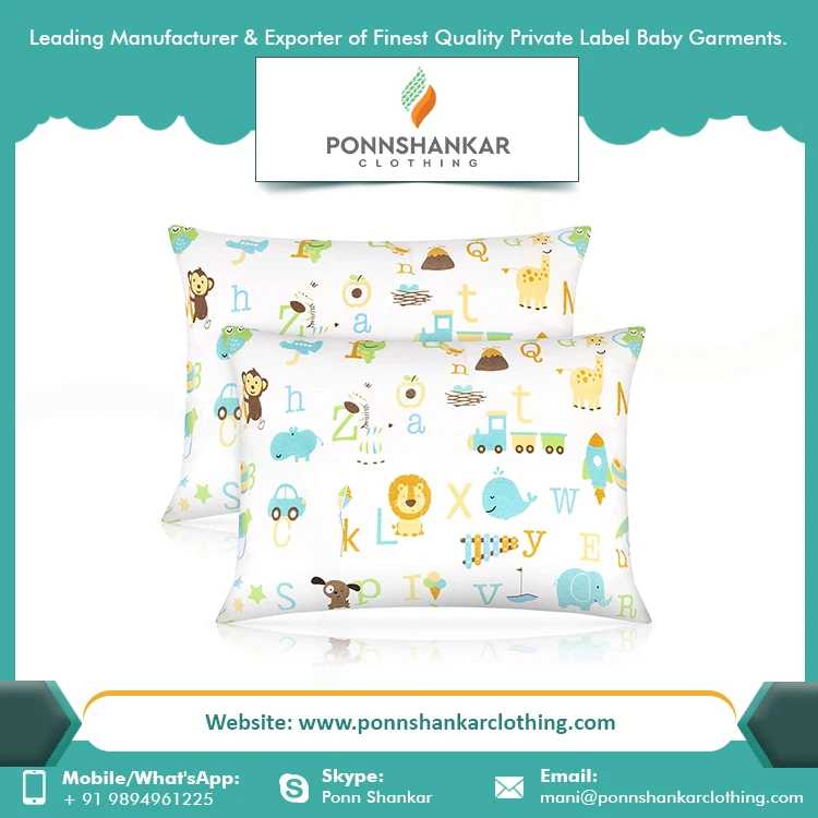 Newborn Baby Clothes Organic Cotton Baby Pillow Cover Supplier India