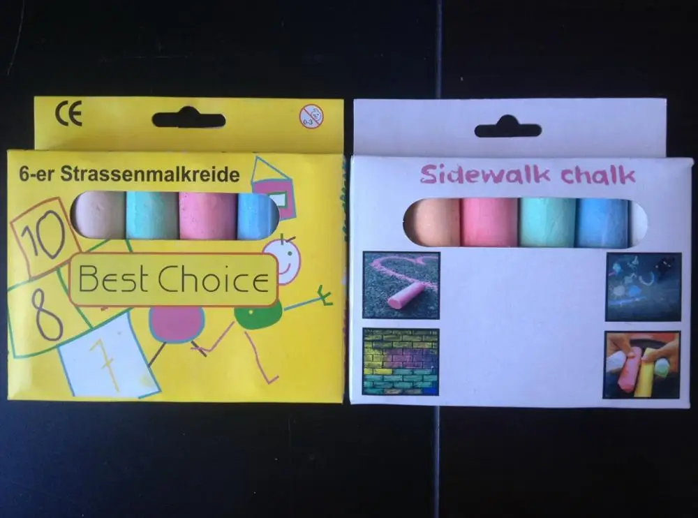 
6pc chalk set in printed box for kids drawing in street 