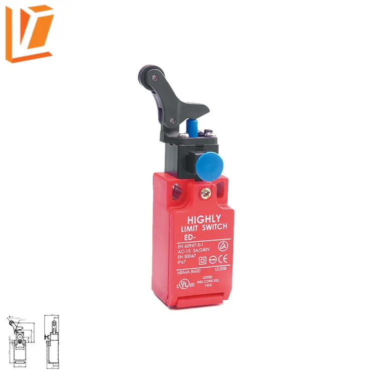 EDR-1-3-22 moving machines Adjustable roller arm type TUVUL RoHS CE Safety Door Limit Switch