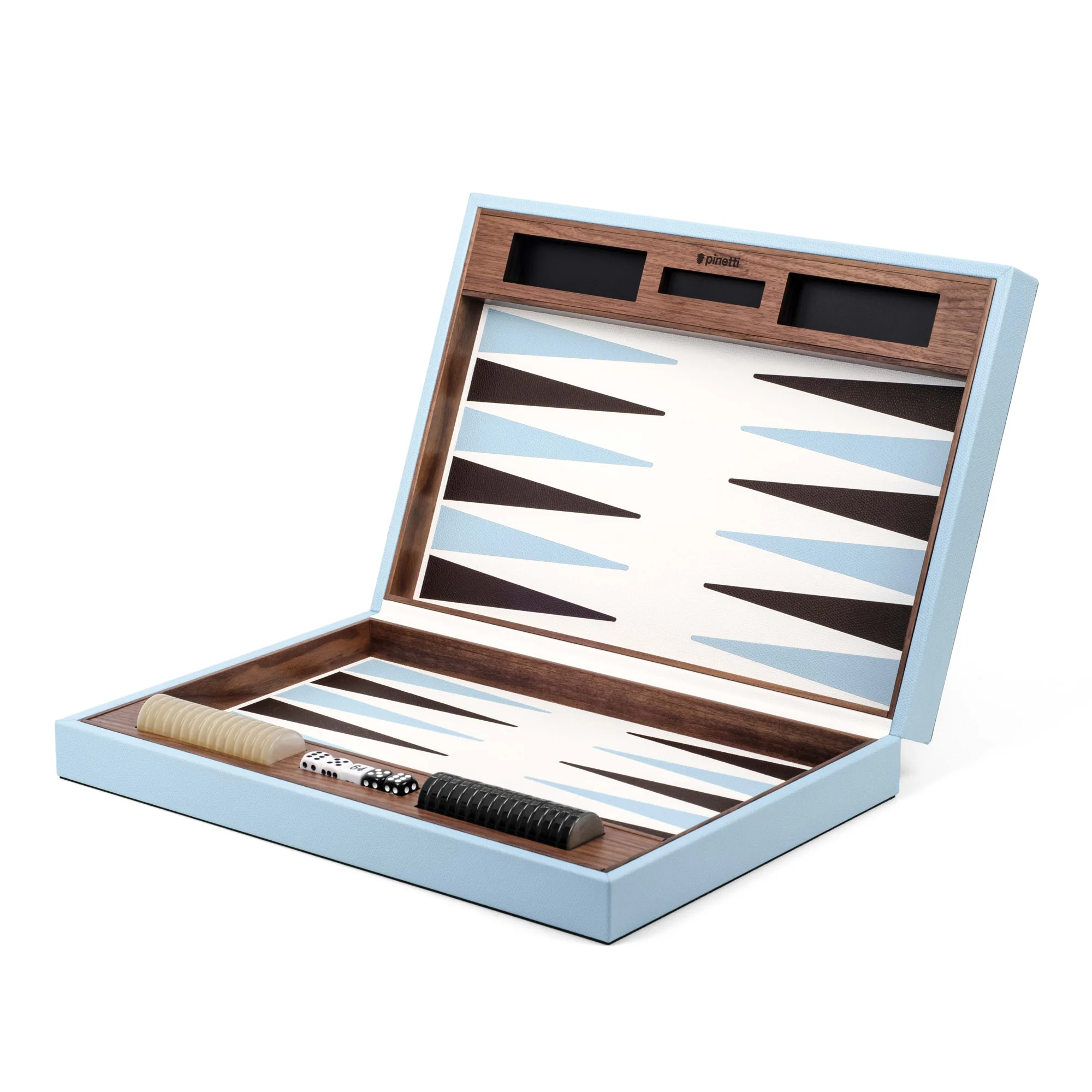 Premium High quality Handmade Italian Wood and Leather Board Game PINETTI Backgammon set