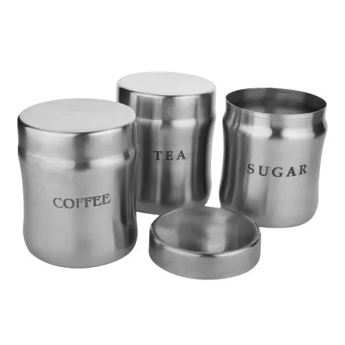 Top Selling Wholesale Pure Stainless Steel Kitchen Storage Canister Air Tight Canister Sugar Coffee Tea Canister Set Funky Color