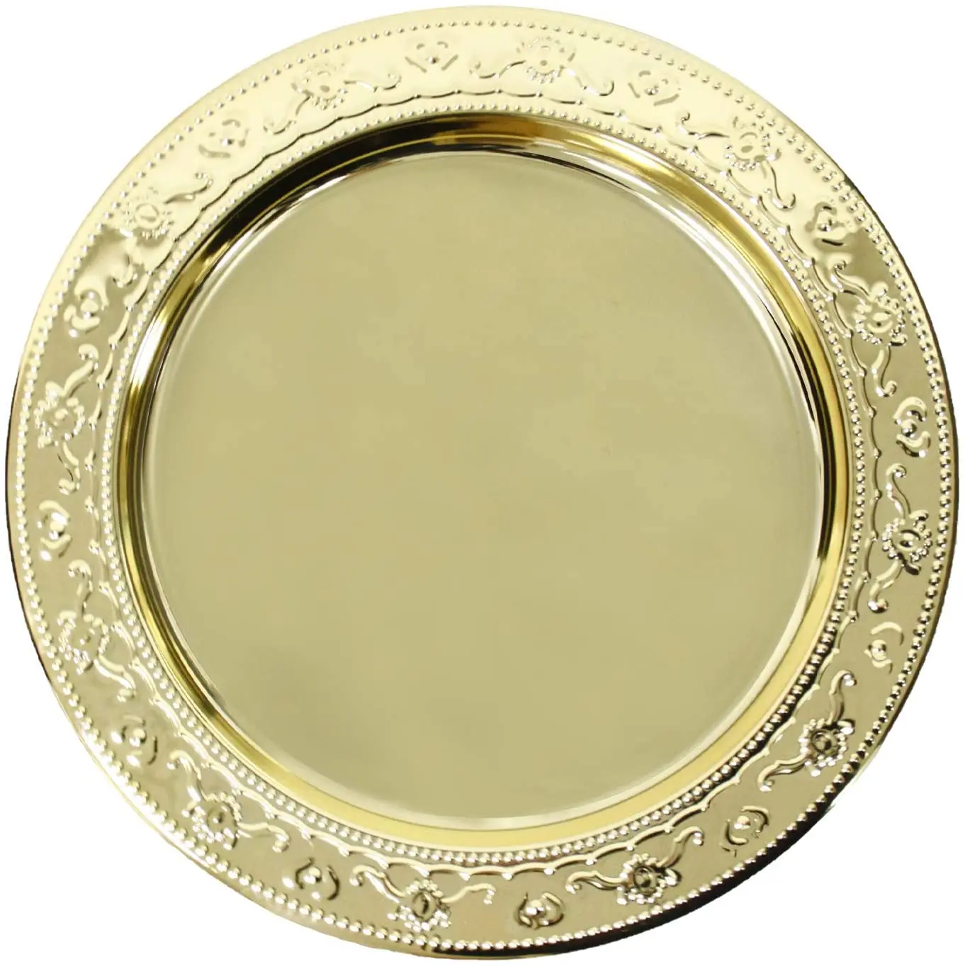 Stainless Steel Plate With Etched Decorative Design Serving Tray Platter For Thanksgiving,Christmas, Holidays,Weddings, Parties5