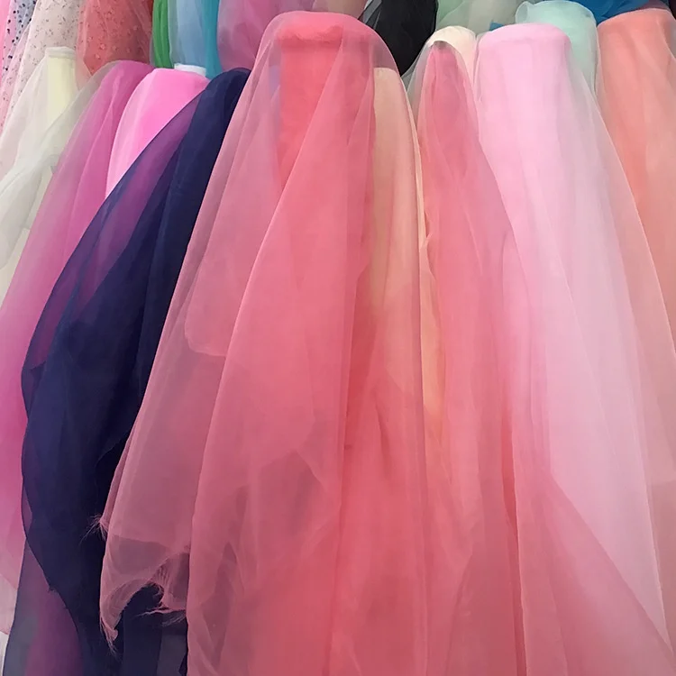Hot Selling Organza chiffon gauze transparent fabric for wedding and packaging