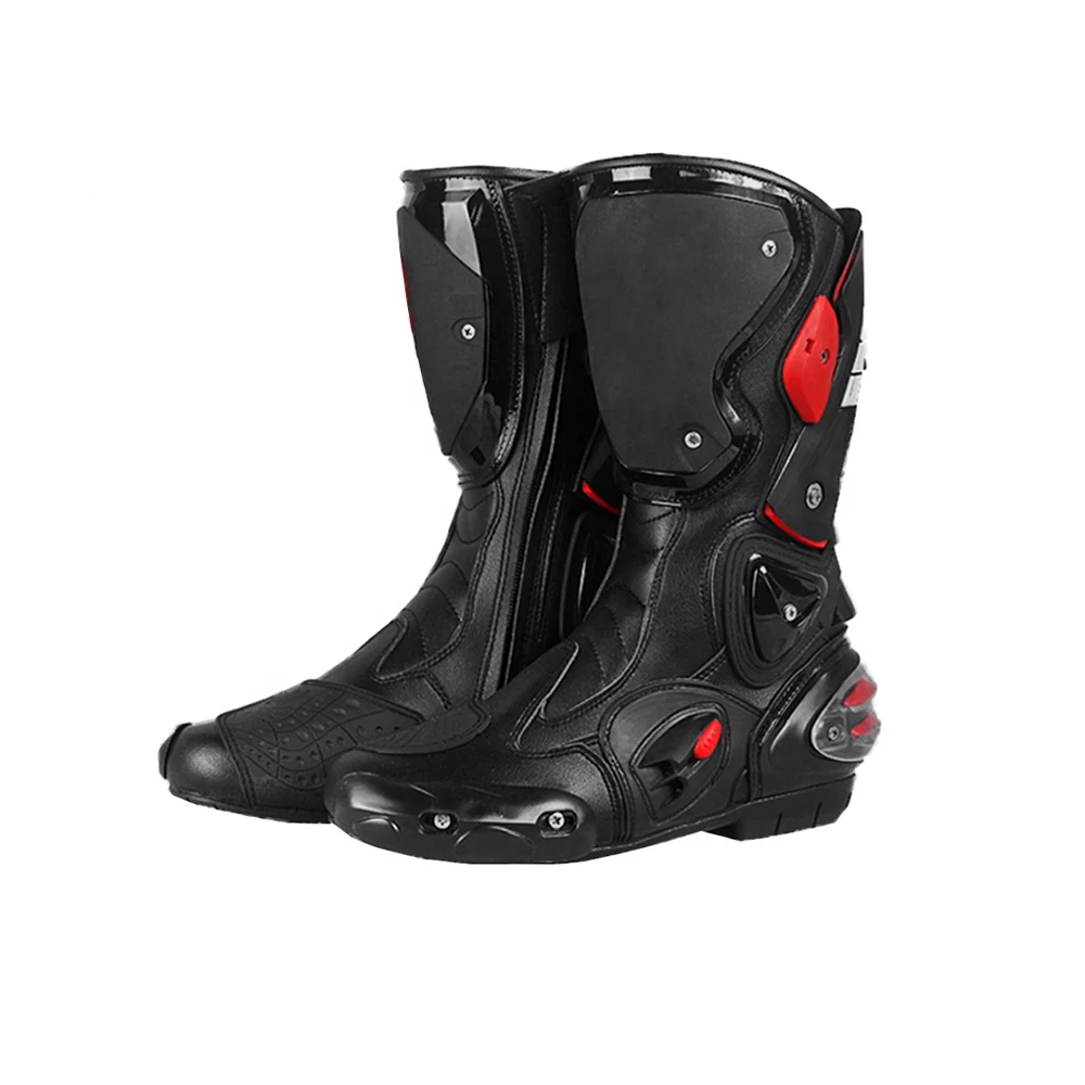 Спортивные гоночные ботинки для мотоциклов водонепроницаемые езды на мотоцикле кожаные по стандарту международного стандарта