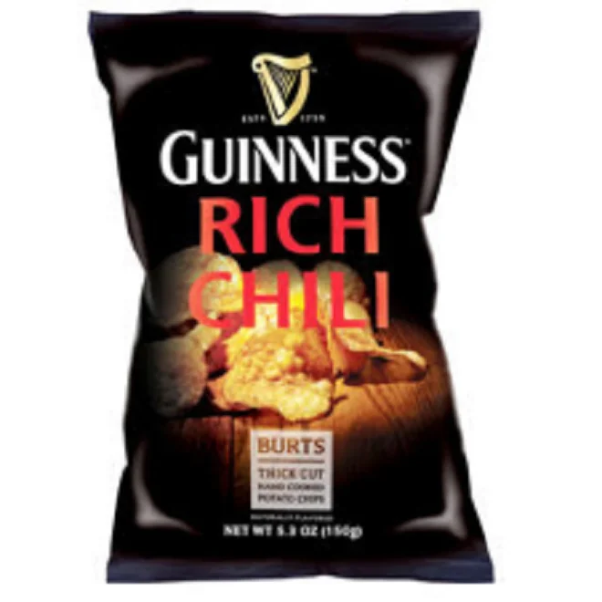 150g Salty taste and Semi-soft Texture Guinnes Rich Chili Potato Chips Snack Bag