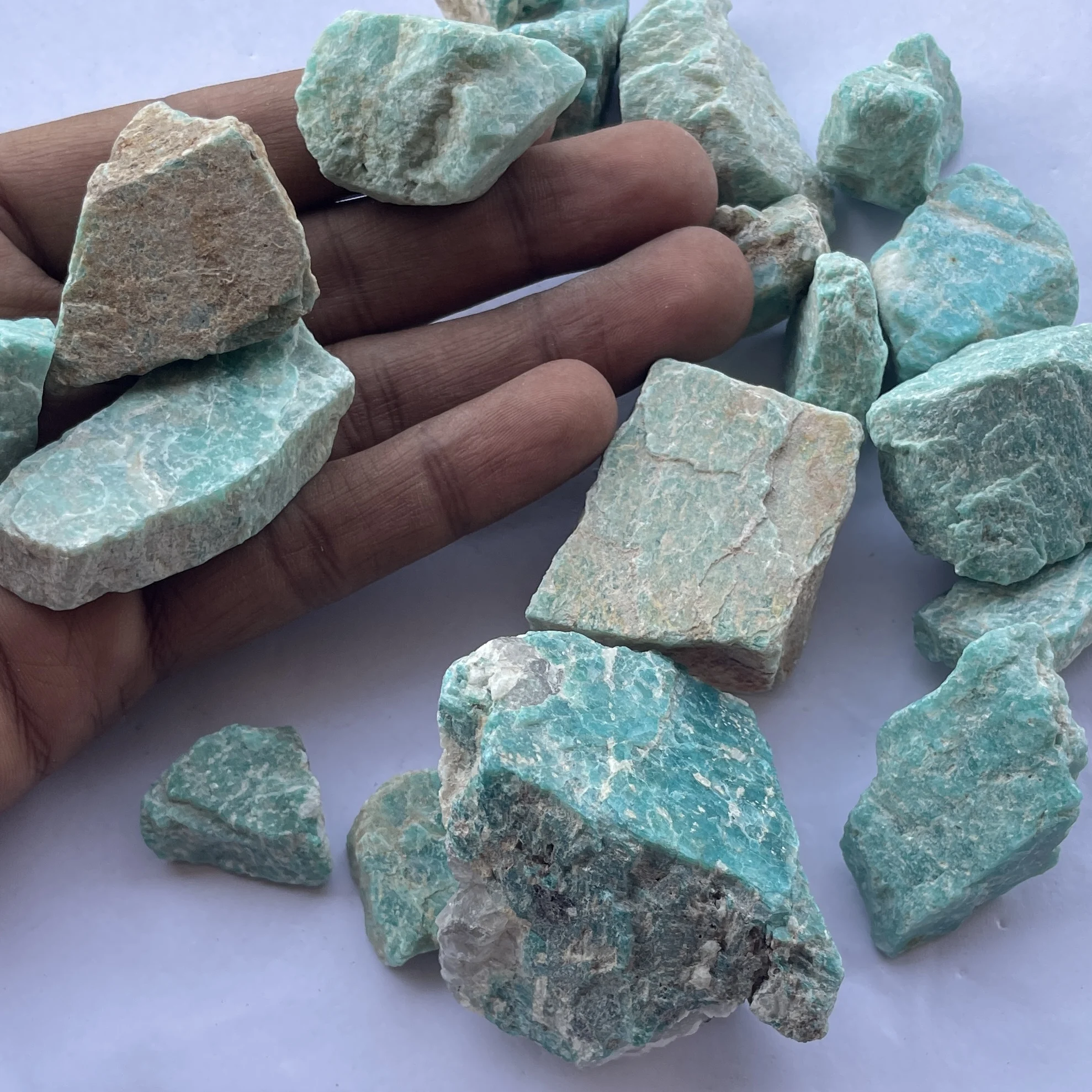 Natural Blue Green Amazonite Rough Raw Gemstone Per Kilo Gram from Wholesale Factory Price Stone Suppliers Semi Precious Stones