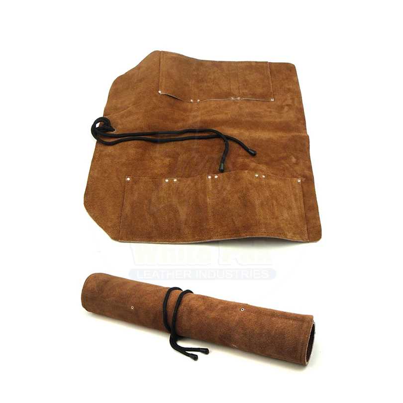 Custom logo portable Kitchen boning Leather Knives bag Tools chefs leather roll bag for elect ration