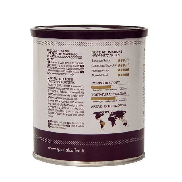 Italian premium quality ground coffee CAFFE MACINATO LATTINA 250g for espresso and moka even at home Coffee manufacture