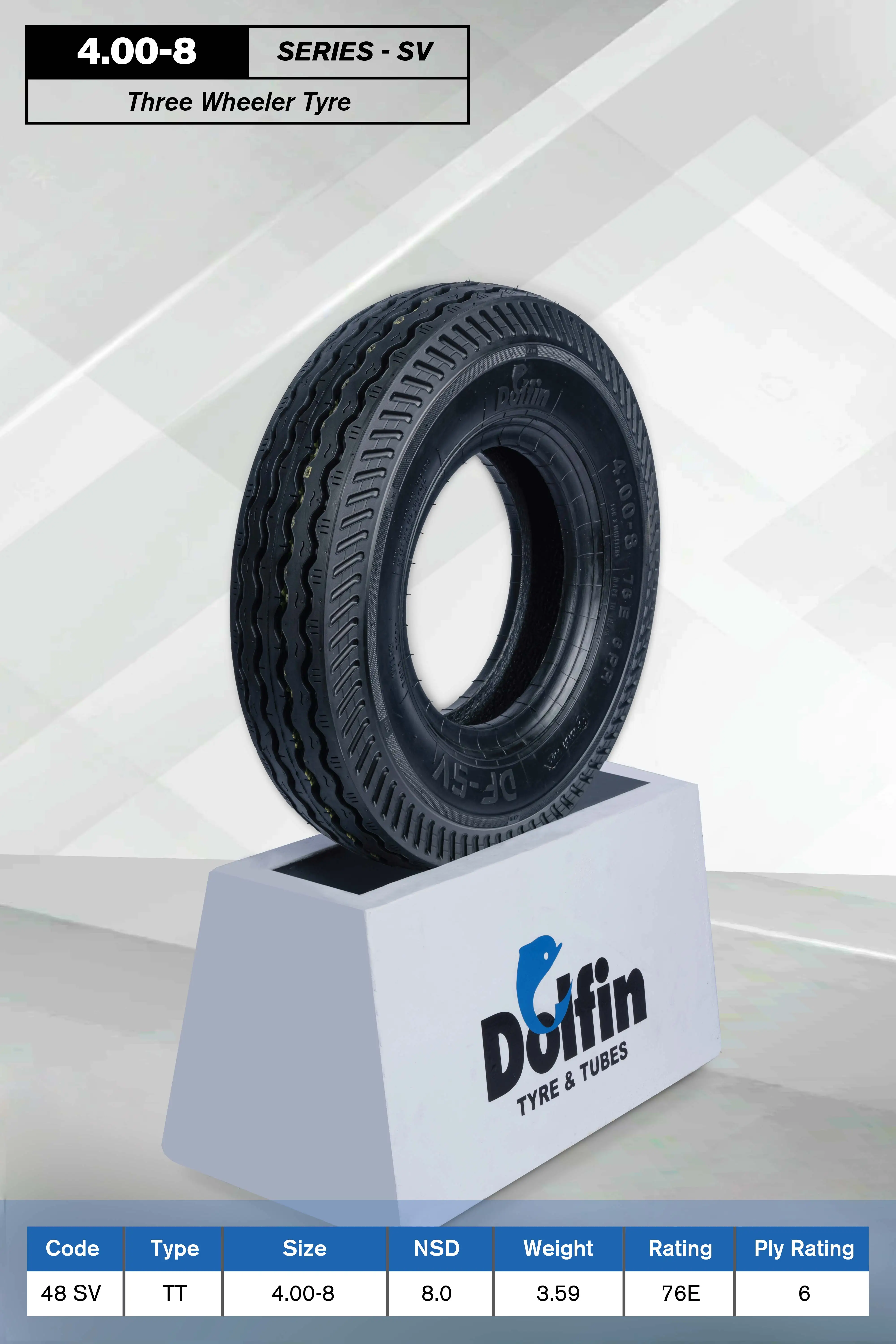 Premium Quality Three Wheeler Tyres SV Series Size 4.50-10 SV 8 PR Three Wheeler Vehicle Tyres at Wholesale Price Made in India