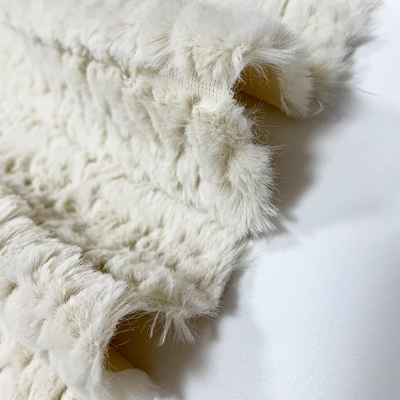 Chinese polyster Imitated rabbit hair cut flowers pong flowers Home textile toys crafts print polyester plush fabric for blanket