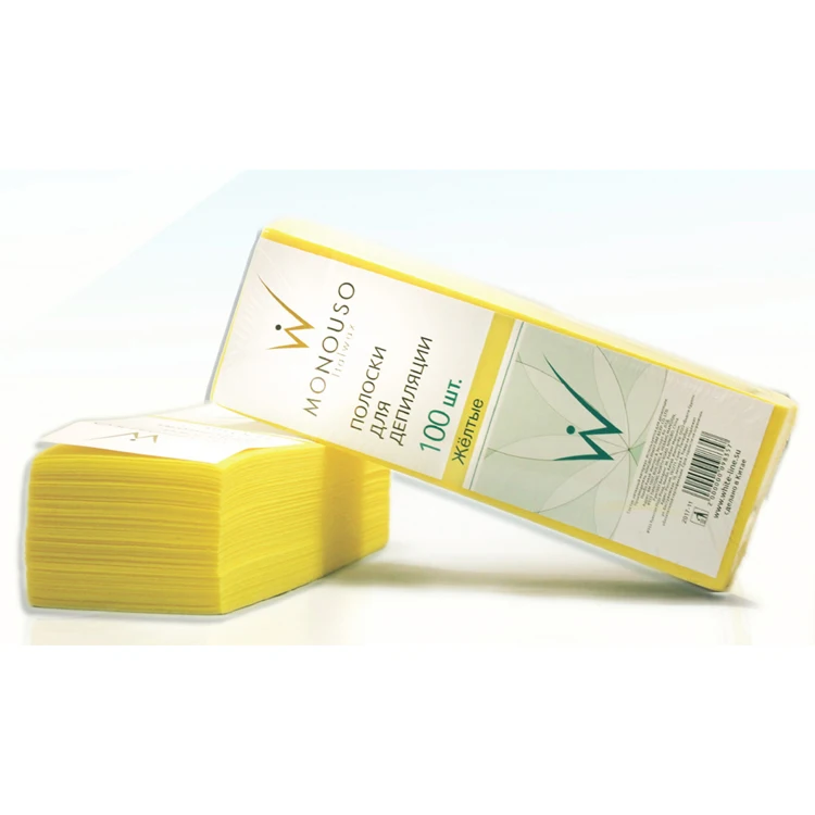 Strips for depilation 7*20 cm 100 pcs yellow high-quality material not soak or flake wholesale, depilate
