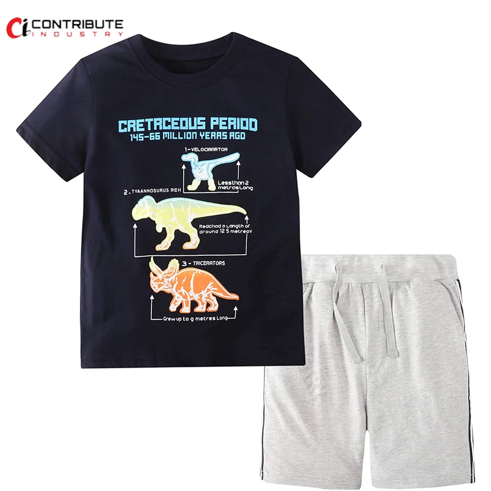 Лидер продаж летние комплекты детской одежды для маленьких мальчиков разного дизайна футболка из 2 предметов детская одежда