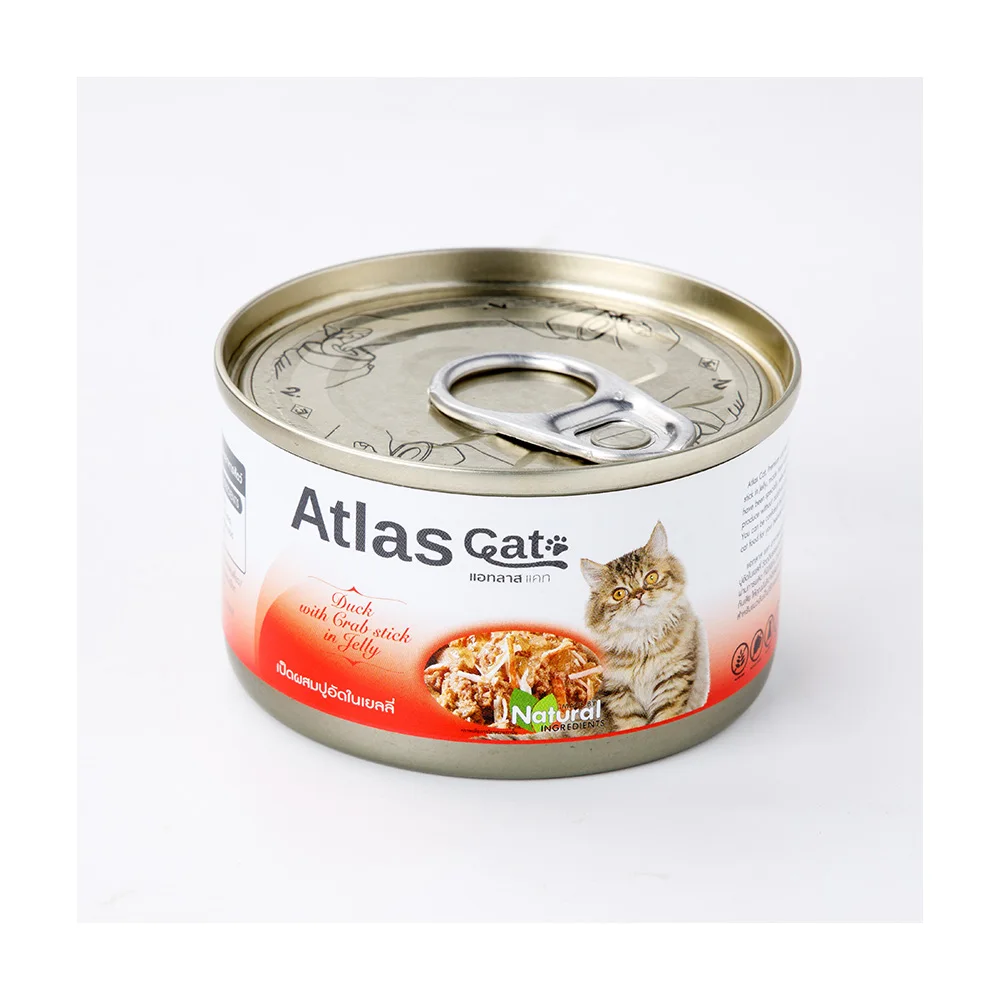 Atlas Cat Can Duck with Crab Stick in Jelly - Thailand Premium Quality Cat Food Product Canned Pet Food for Sale