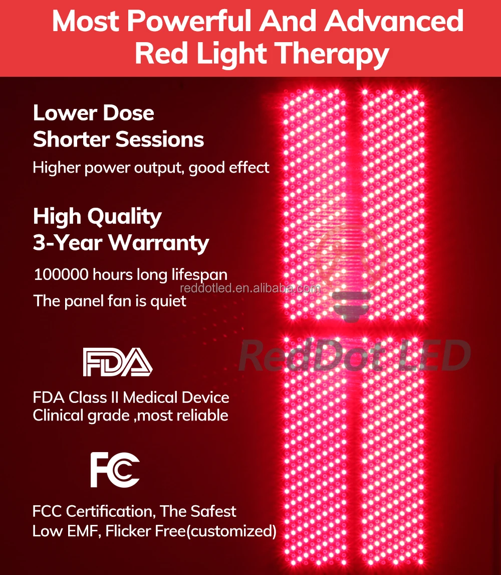 RedDot RD1500 Highest Irradiance 1500w Full Body Infrared Red Light Therapy Stand