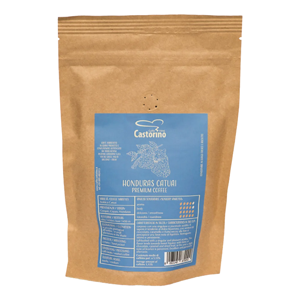 Premium quality Castorino Italian Whole Bean Coffee 1 kg DECAFFEINATED and 1 kg SUPERBAR in Doypack for home / HO.RE.CA.