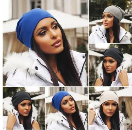 Cotton Blends Hip Hop Beanies For Girl Winter Cap  Winter Warm Ski Crochet Slouch Hat Cap Beanie Oversize