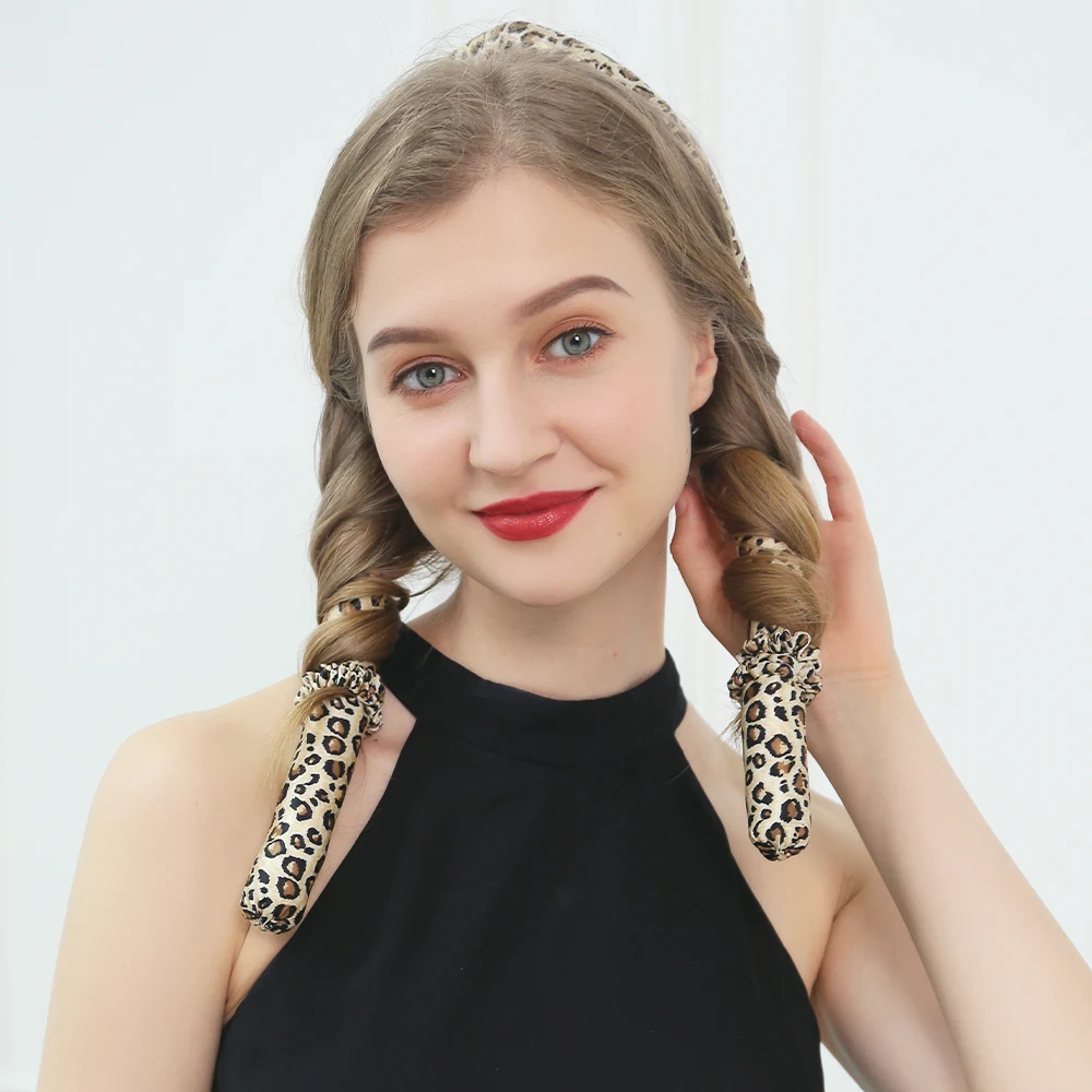 Горячая Распродажа, ручная шелковая повязка на голову без нагрева, любимая лента для прически «сделай сам», ролики для волос с двумя шелковыми резинками