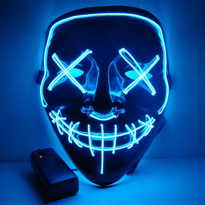 LED Mask Light Up Party Mask Neon Cosplay Mascara Glow In Dark Masque Purge Mask