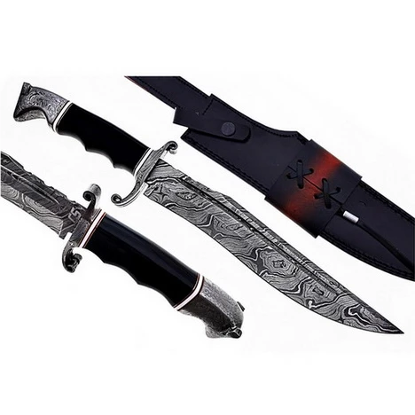 Нож ручной работы из дамасской стали с ручкой рога буйвола тонкий кожаный ножной нож для охоты на открытом воздухе оптовые поставки