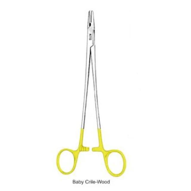 Хирургические инструменты держатели игл и продеватели обжимные деревянные с храповым механизмом для пальцев.