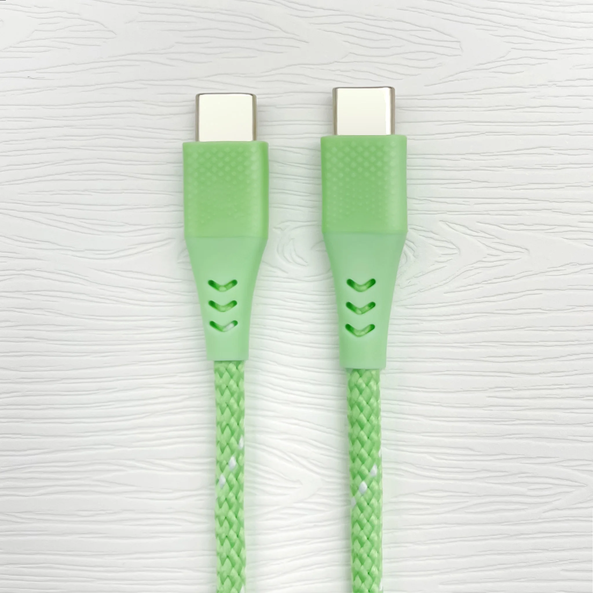 Special Color Grass Green Braided USB C Charging Cable - C to C Port 1M With 3D Pattern on Plug