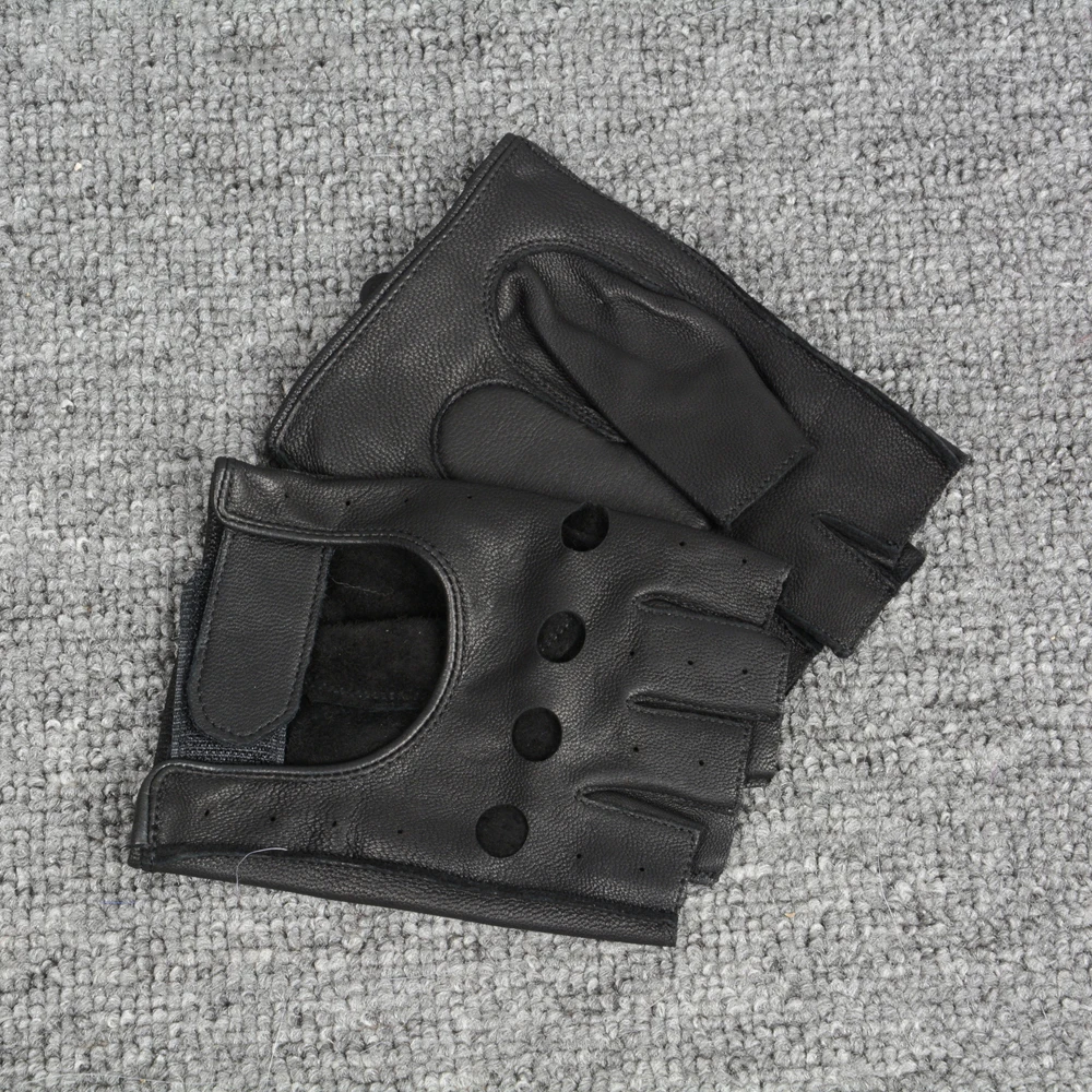 Перчатки мужские из натуральной оленьей кожи митенки без пальцев для вождения