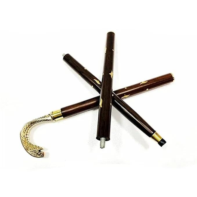 Hot selling Walking sticks brass comfortable handle knob wooden designer cane walking sticks luxury from Indian Supplier