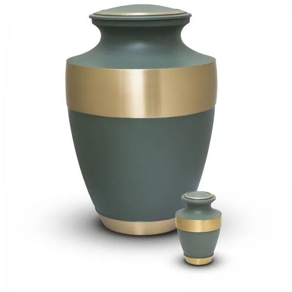 Trieste Chestnut Wide Band Brass Cremation Urns