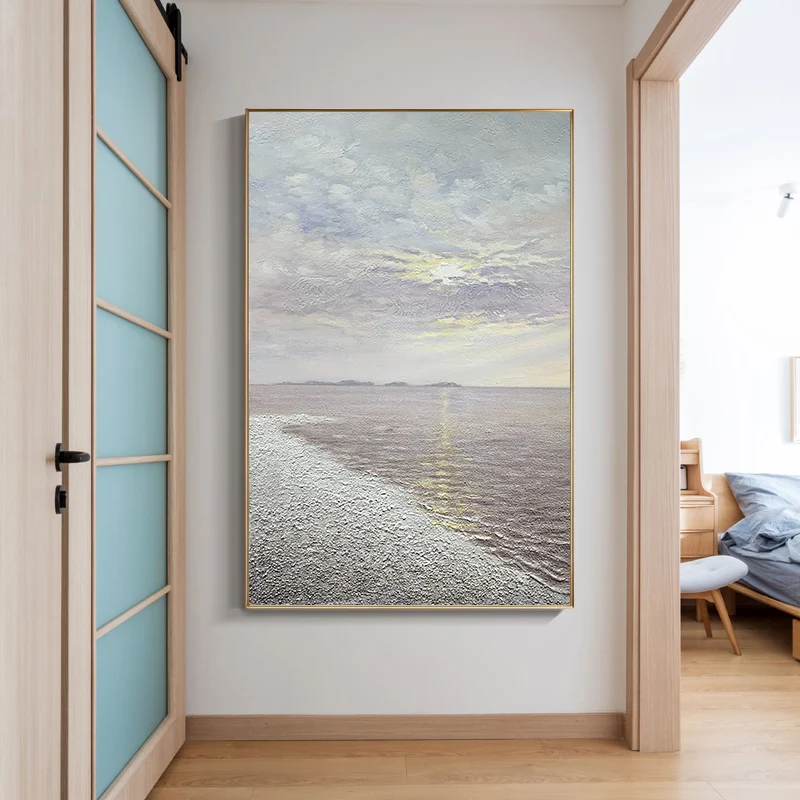 Современная Абстрактная серая и белая живопись ручной работы в минималистичном стиле масляная Домашний Декор 24x3 2 дюйма/60x80 см