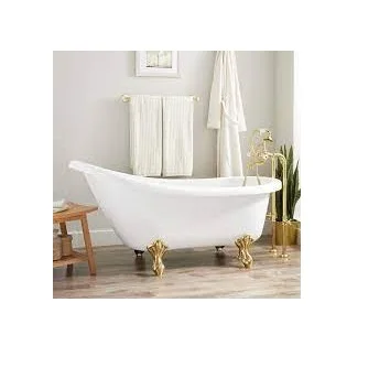 Классическая белая и латунная Ванна, домашний декор, отделочный декор, ванна для отеля, виллы и ванной