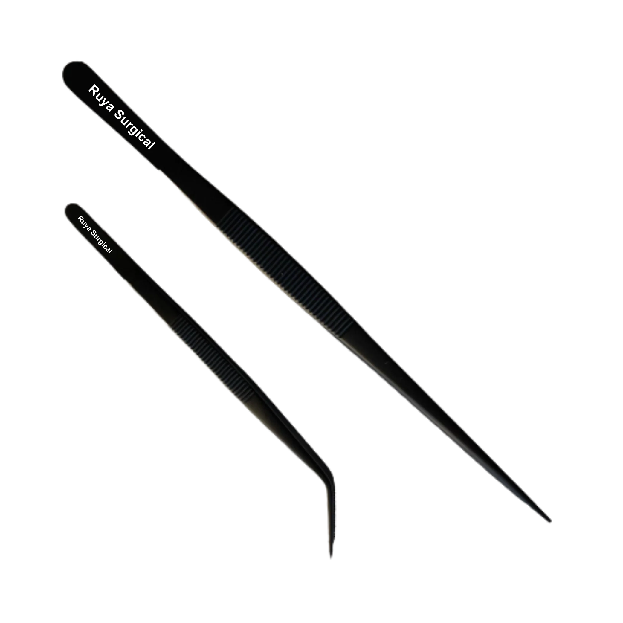 Kitchen Black Color Chef Plating Tweezer Set Of 4 Pieces Stainless Steel Offset Straight Tip Tweezers Angled Tip Tweezer CE ISO