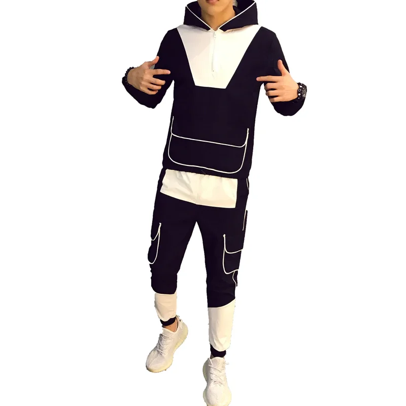 Black White Tracksuits Jogging Sweatsuit High Quality Men Tracksuits/custom sweat suits