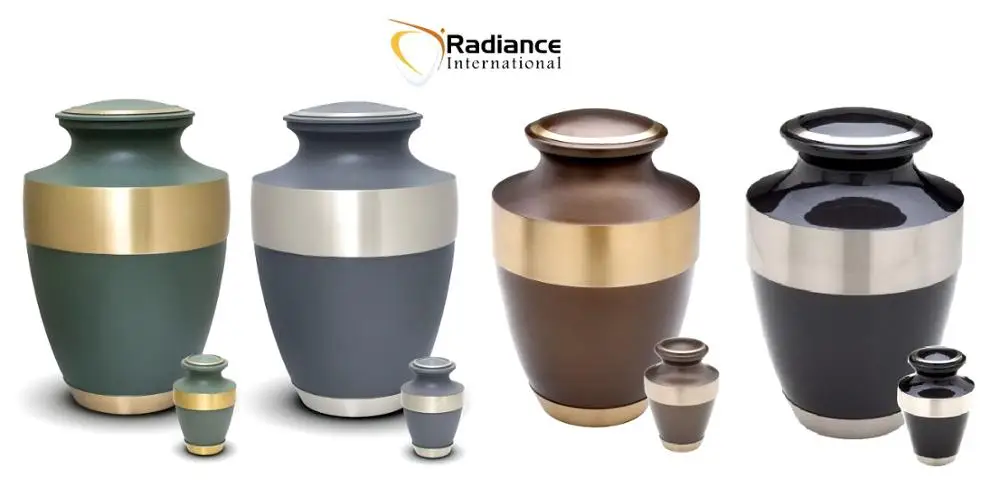 Trieste Chestnut Wide Band Brass Cremation Urns