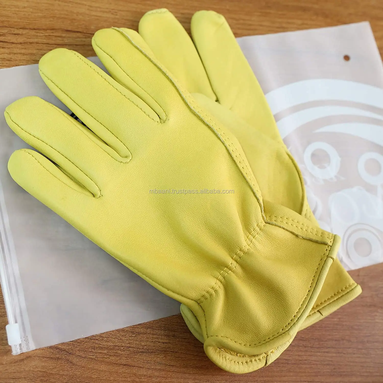 Wholesale water resistant yellow leather working driver gloves for men