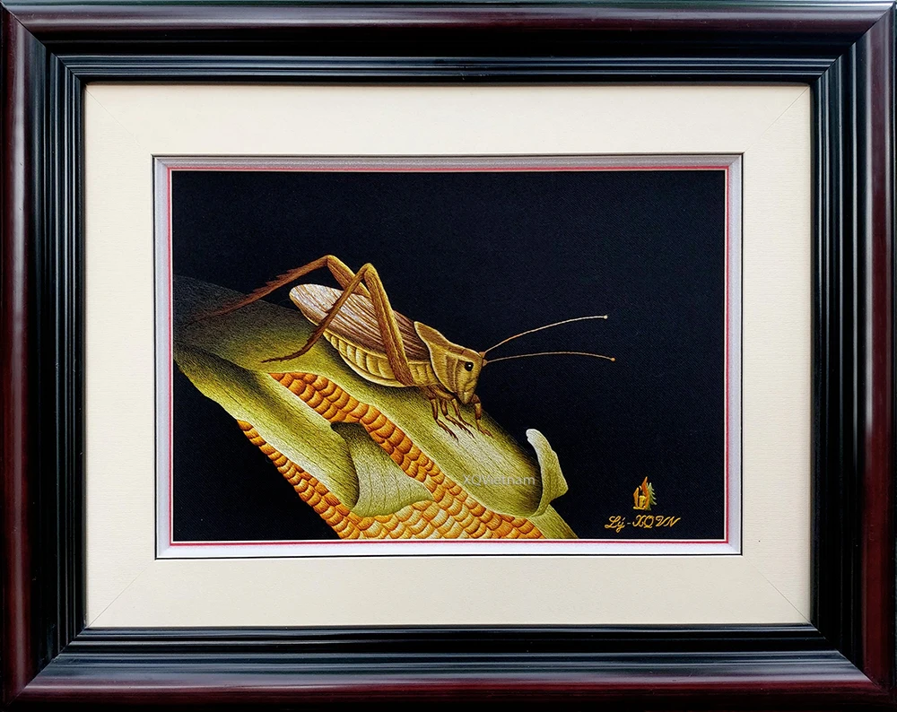 Лучшая цена картины в реалистичном стиле Кузнечик Вышивка Животных от поставщика из Вьетнама