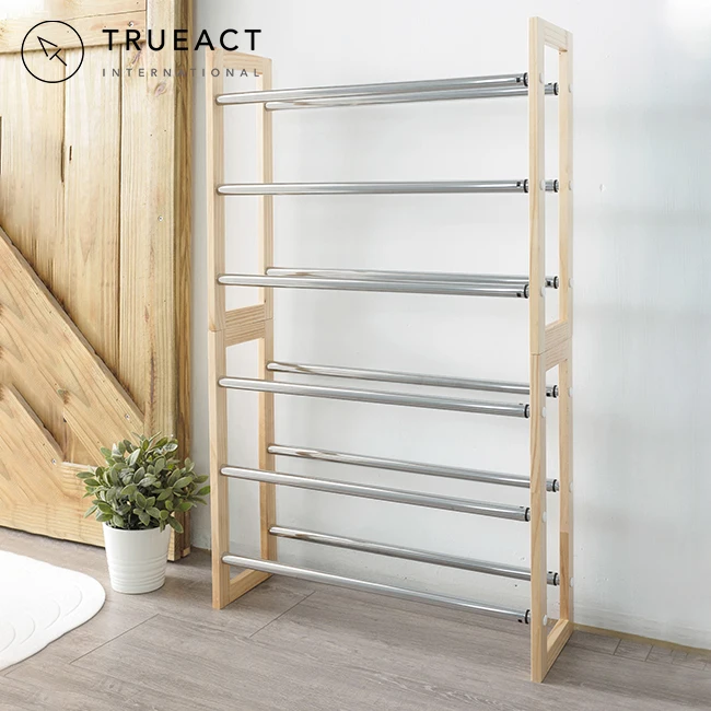 Ready to Ship Design Wooden Grain Simple Shoes Storage Wood Rack Design Stand