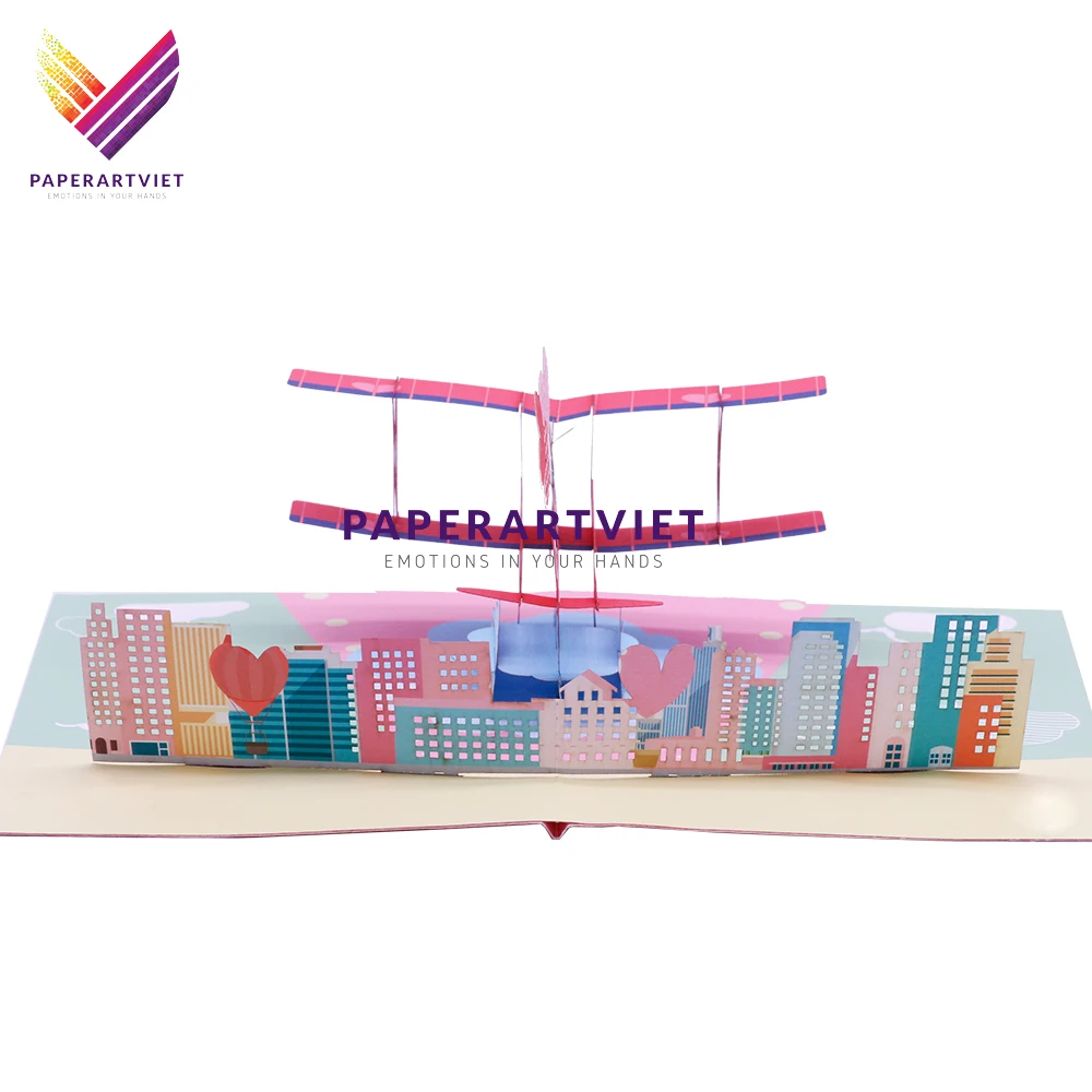 Love Bear and Biplane 3D Pop up Card, Greeting Card, Greeting Card Printing | Paper Art Viet