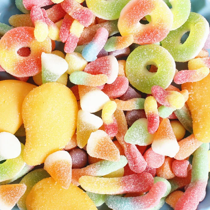 
Mixed shape sweet and sour fruit flavor fudge soft candy 