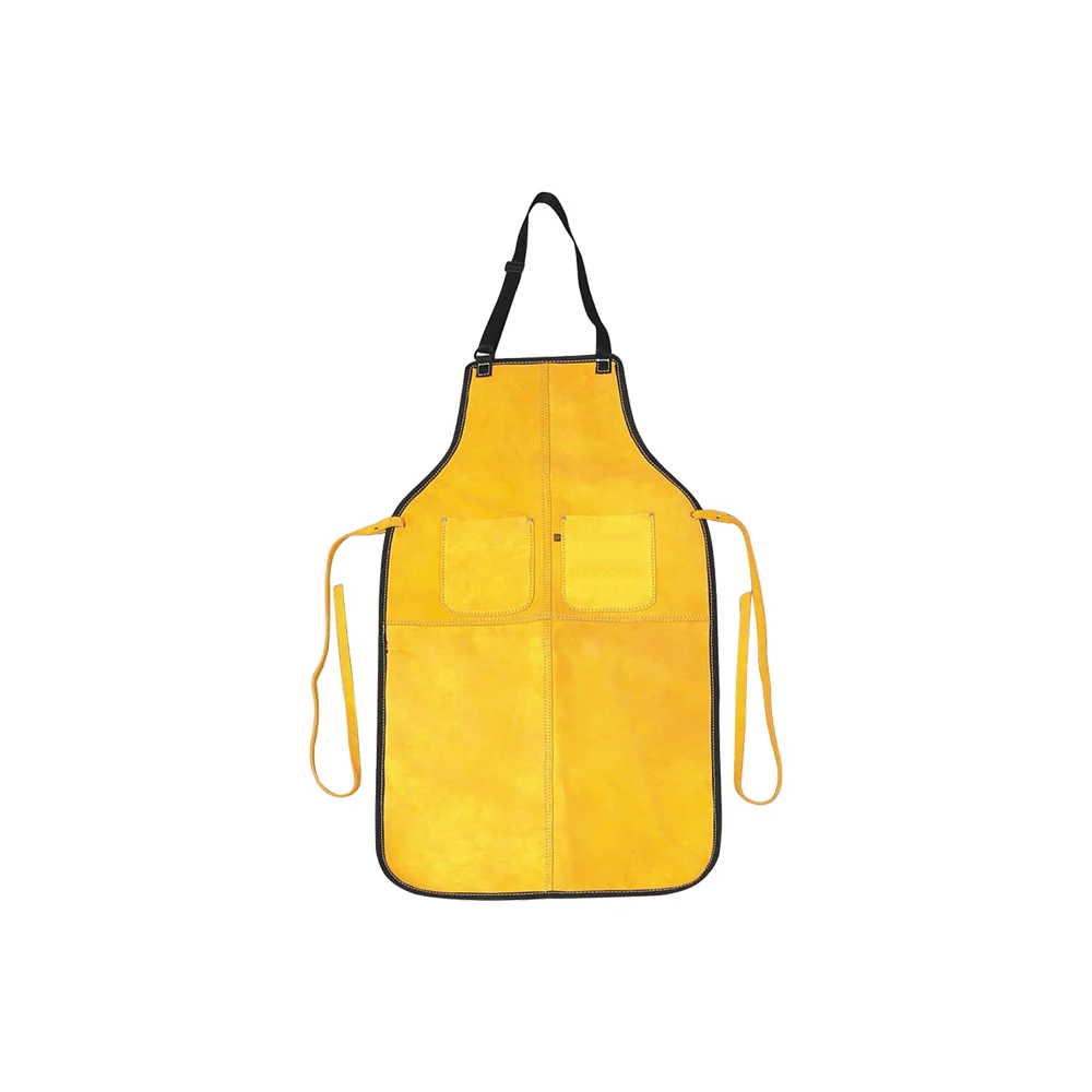 Dark Yellow cow split leather heat resistant welding apron/Best leather apron for men/Heavy duty flame resistant leather apron