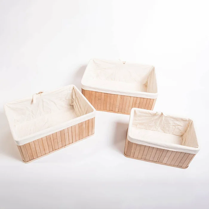 ECO FRIENDLY BAMBOO STORAGE BASKET Set of 3 BASKETS.