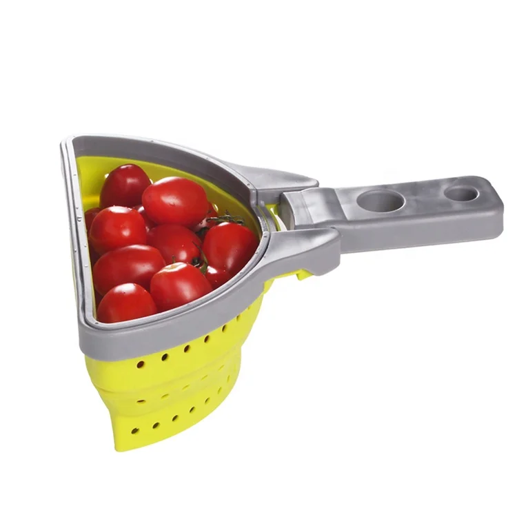 High Quality Eco-friendly Kitchen Foldable Silicone  Collapsible Pasta Colander