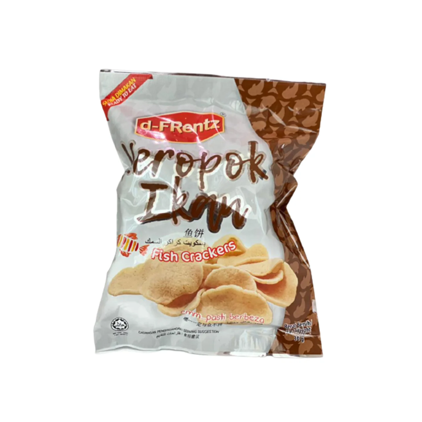 Manufactured In Malaysia Keropok Ikan Crispy Fish Cracker Stick Snack Factory Price All Natural Fish Ingredients 30GM