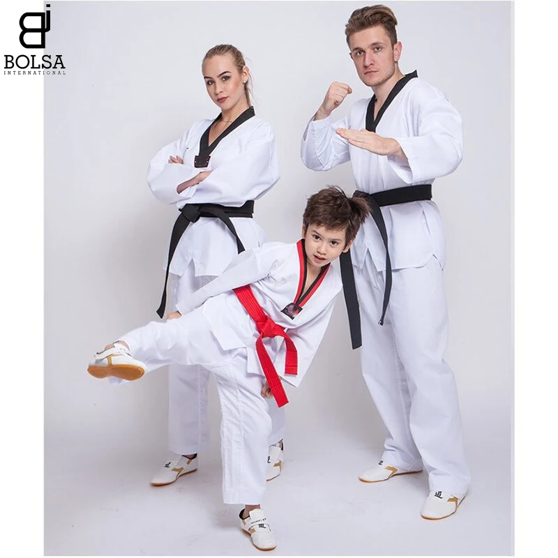 
Taekwondo Basic Uniform V-Neck MMA Martial Arts Karate Jujitsu Gym School Academy Match Training Uniforms 