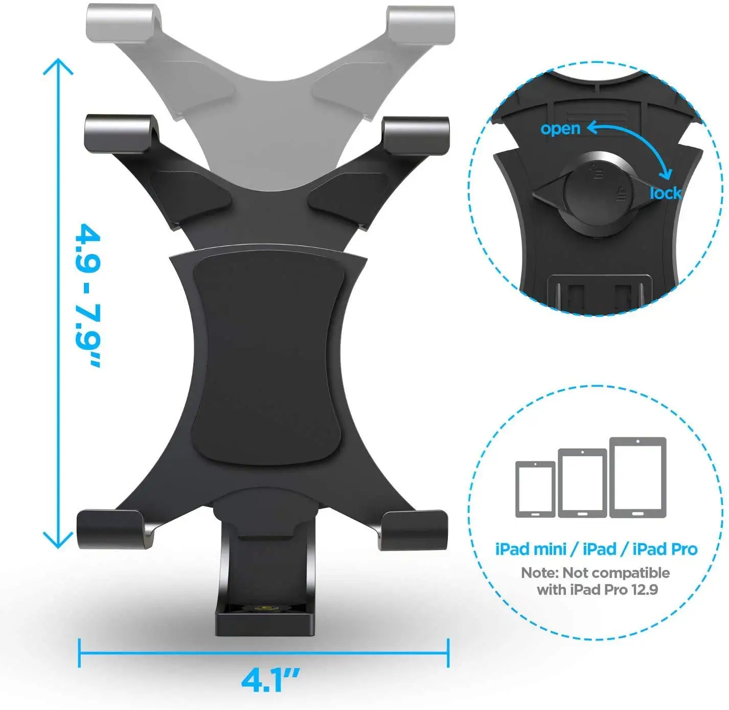 I-Pad Tripod Mount Adapter Universal Tablet Holder Fits pad Air, Mini, Surface, Nexus and Most Tablets, Use on Tripod