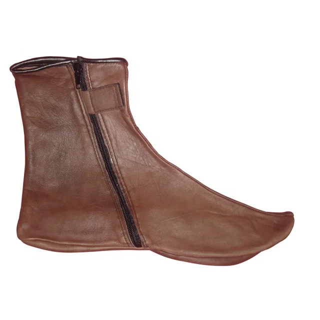 Custom made Unisex Leather Socks with Zipper Brown Color Leather Socks