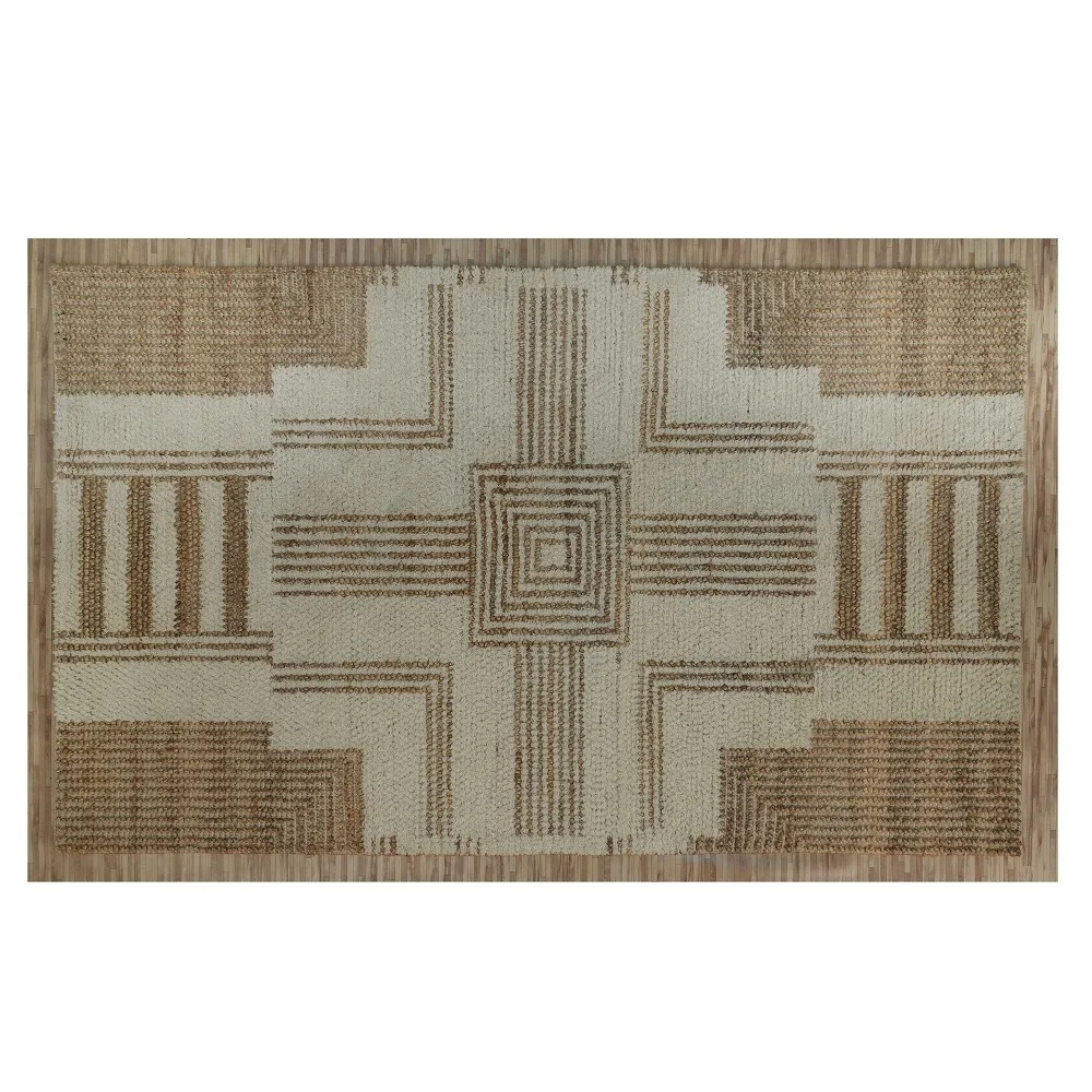 Hand Woven Wool jute Loop Cut pile rug Hand woven wool jute luxury carpet