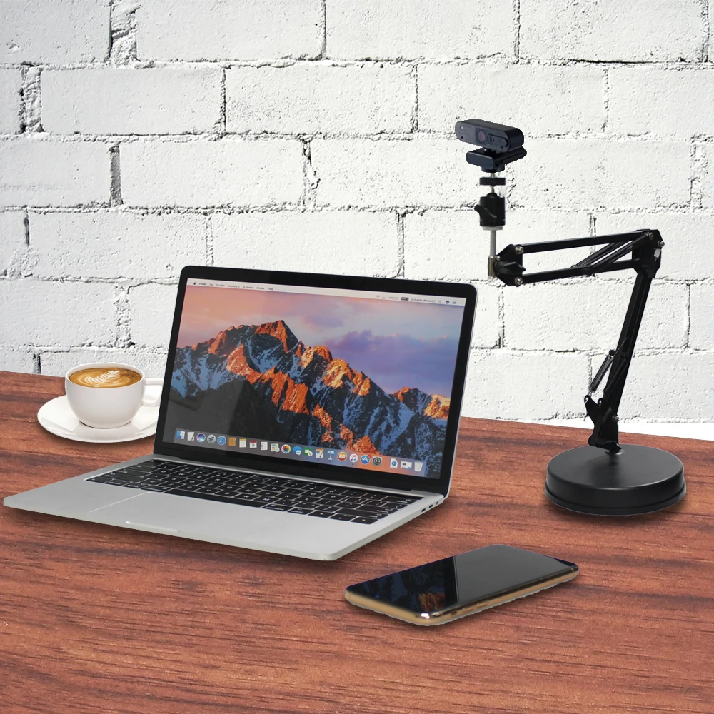 
Melei Webcam adjustable height gooseneck stand cell phone holder for Cell phones, sport camera and devices with 1/4