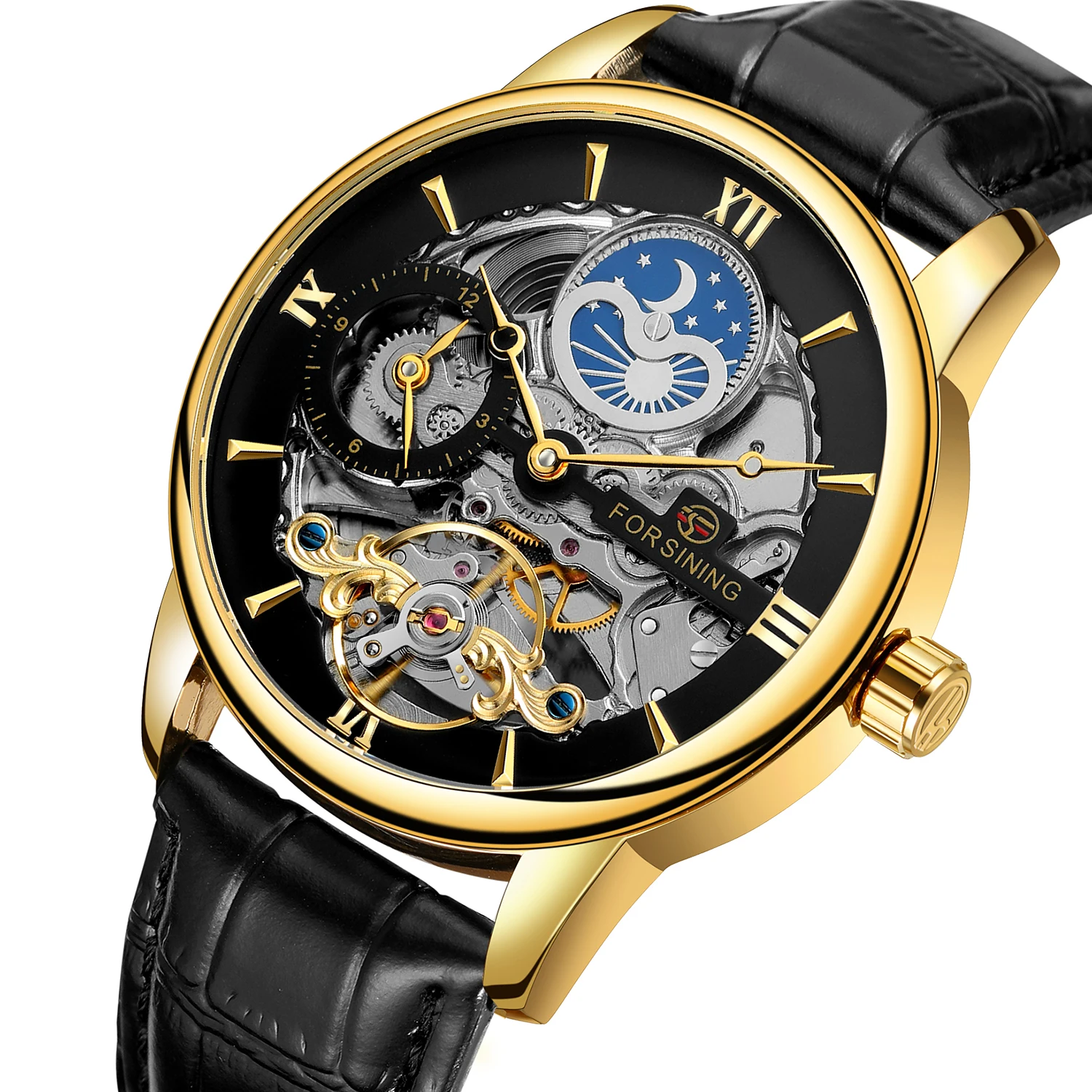 Новые тренды relojes Forsining автоматические часы-скелетоны moon phase с турбийоном механические часы для наручных часов мужские часы