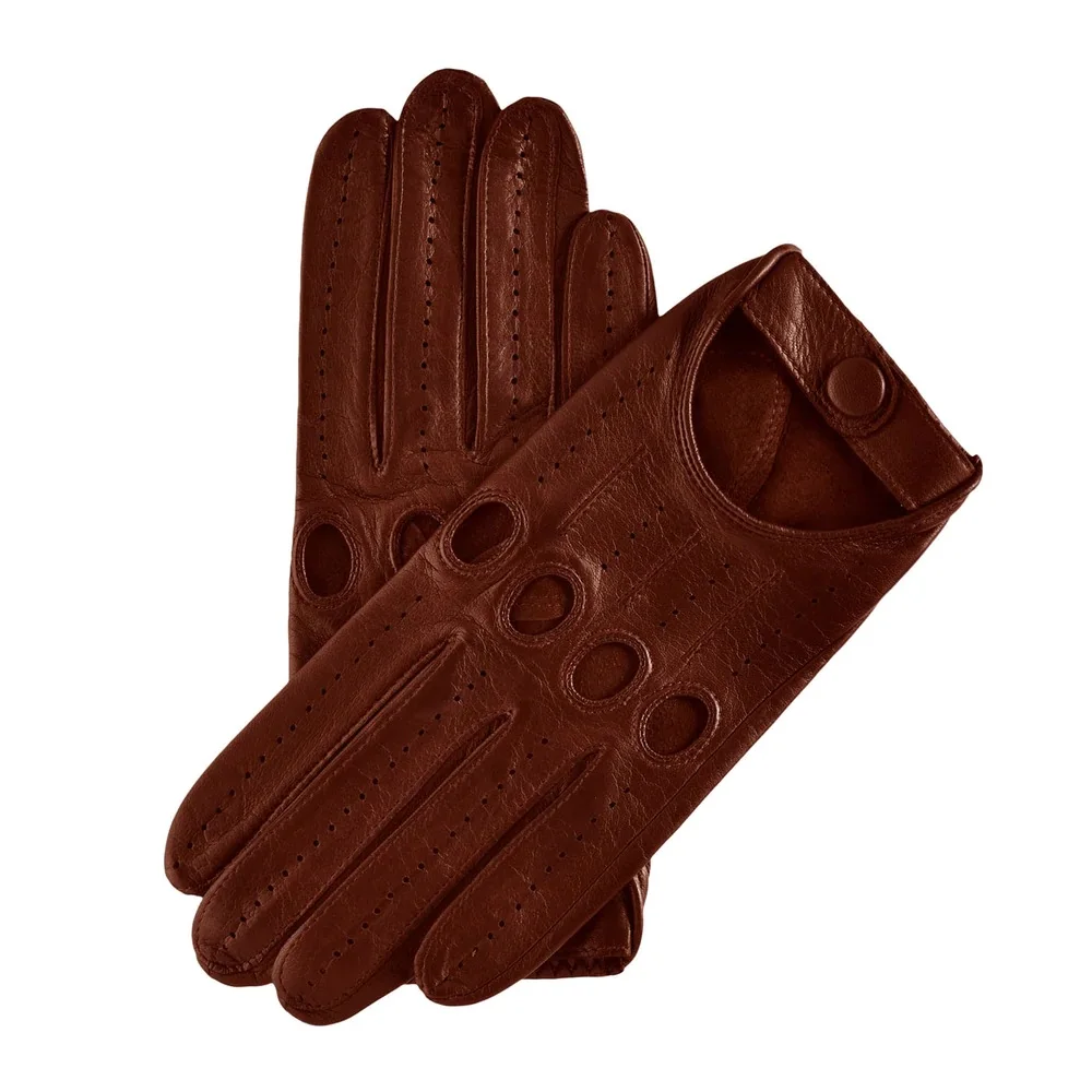 NEW LUXURIOUS CLASSIC LEATHER DRIVING GLOVES LAMBSKIN BROWN RIDING GLOVES WITH CUSTOMIZED